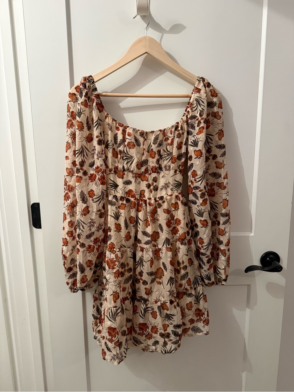 Altar'd State Tiered Peasant Dress in Rust Floral